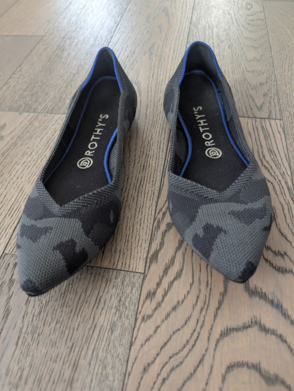 Rothy's Women's Pointed Toe Flats in Gray Camo - Picture 3 of 7